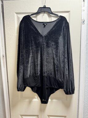 Torrid Stretch Velvet V-Neck Long Sleeve Bodysuit
